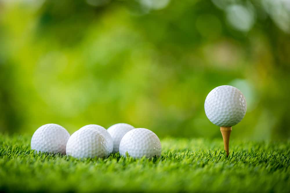 golf ball on tee ready to practice