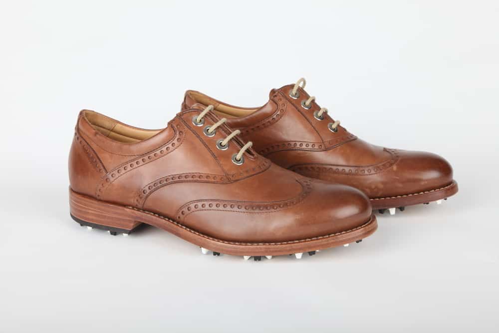 Brown Italian leather golf shoes