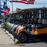 Colorful rental golf carts