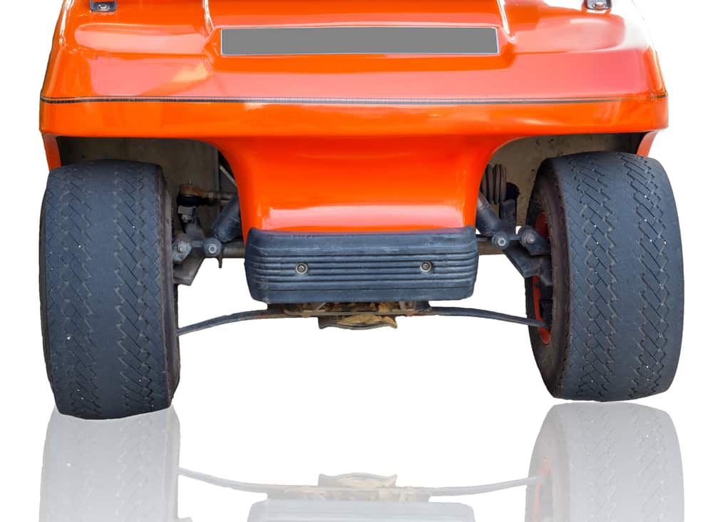 wheels golf carts on white background, front view