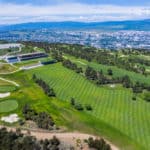 Aerial view of the green golf course