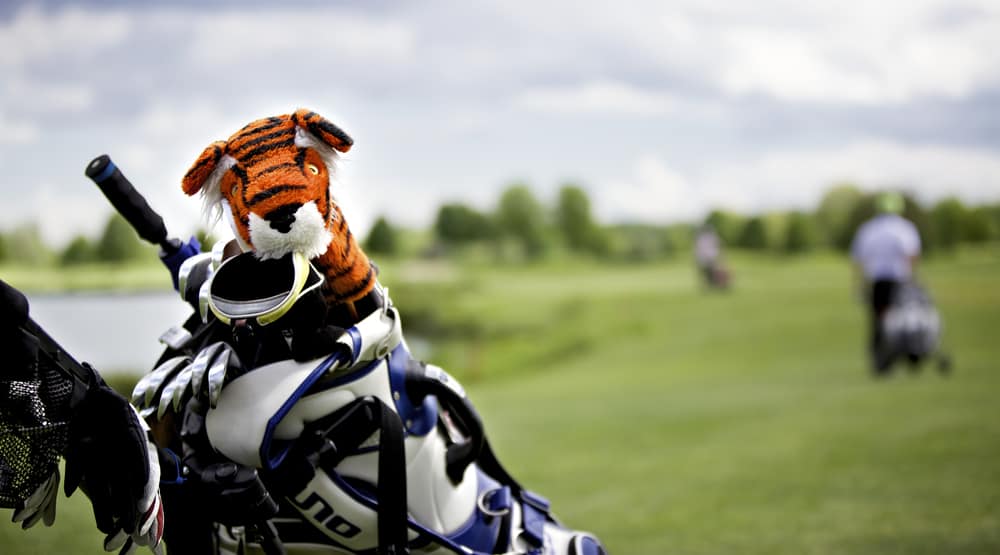 Cute tiger protection cap for golf clubs in golf bag