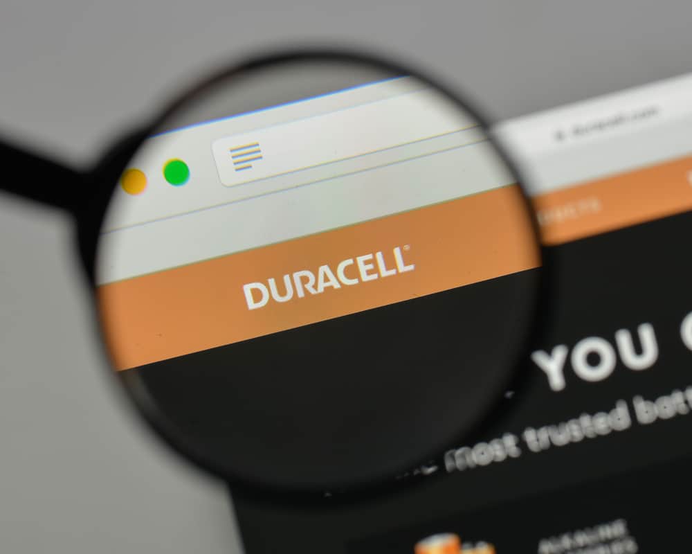 Duracell logo on the website homepage