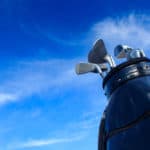 Golf club in bag with blue sky background