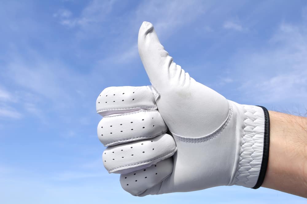 Golfer Wearing Golf Glove Giving Thumbs Up Sign