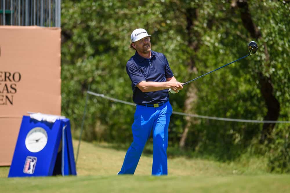 Justin Leonard during the first round of the Valero Texas Open at the TPC San Antonio Oaks Course in San Antonio, TX.