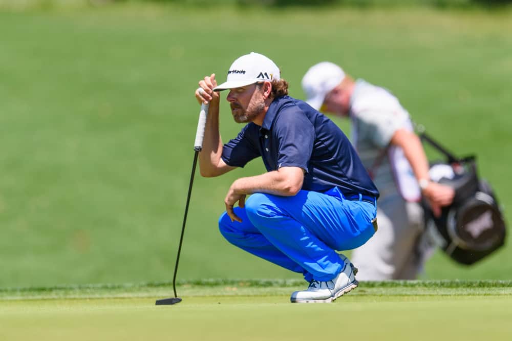 Justin Leonard during the first round of the Valero Texas Open at the TPC San Antonio Oaks Course in San Antonio, TX. 