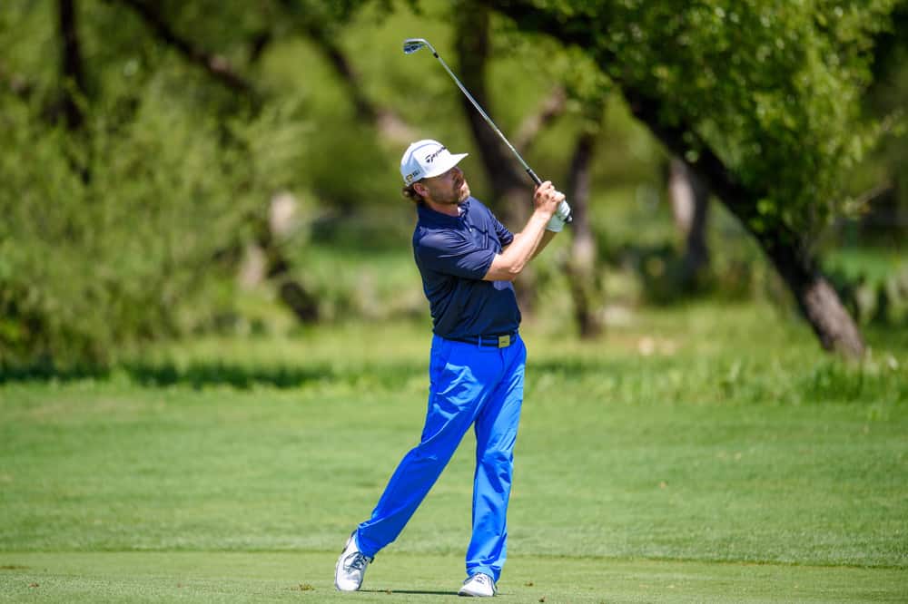 Justin Leonard during the first round of the Valero Texas Open at the TPC San Antonio Oaks Course in San Antonio, TX.