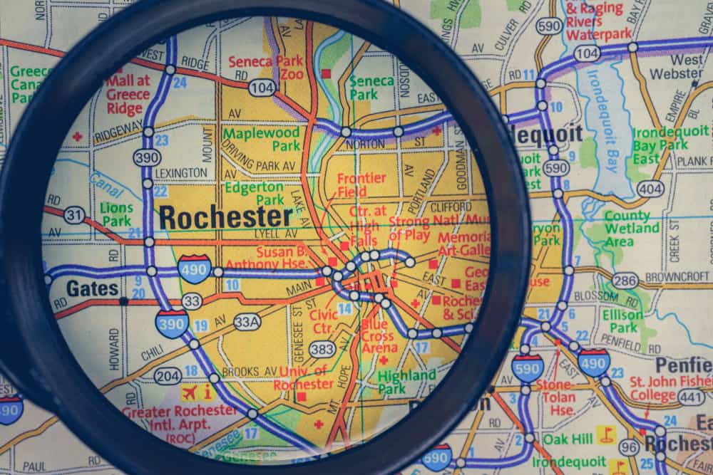 Rochester on USA map