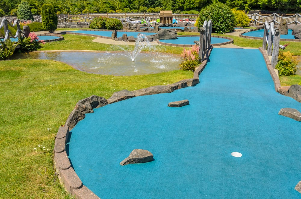 mini golf course at sunny day