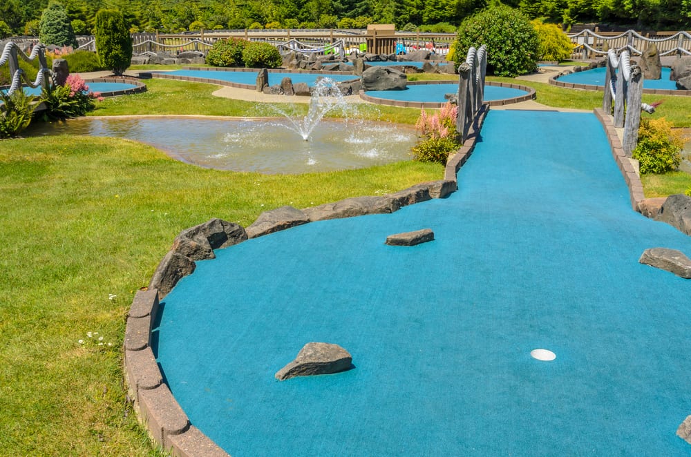 mini golf course at sunny day