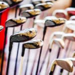 shiny metal golf clubs