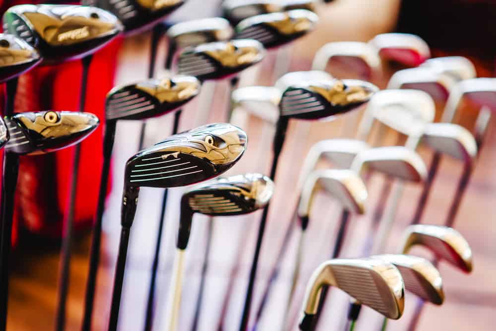 shiny metal golf clubs