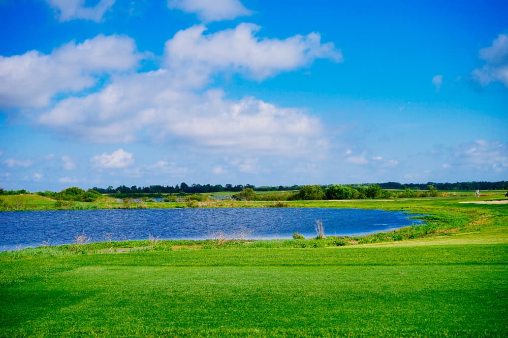 Aerial view of a golf course