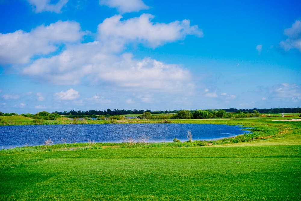 Aerial view of a golf course