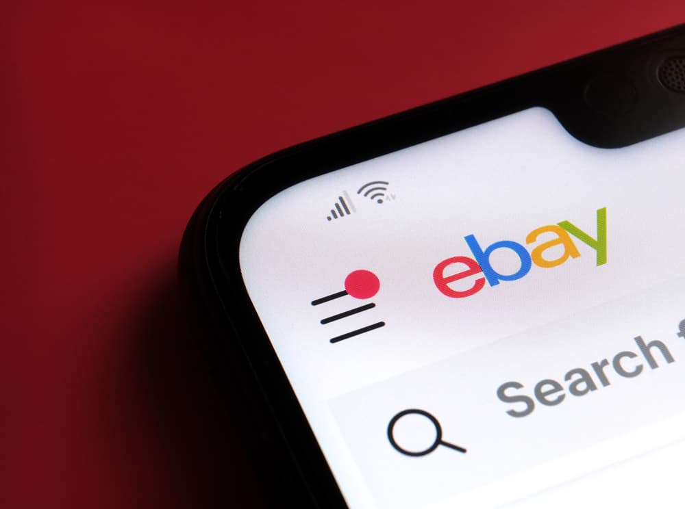 Ebay app seen on the corner of mobile phone