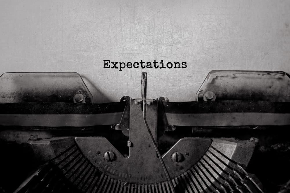 Expectations typed words on a Vintage Typewriter