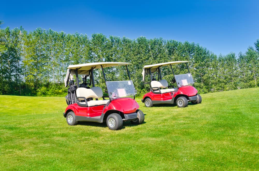 Golf carts at the beautiful golf course