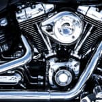 Shiny chrome motorcycle engine block