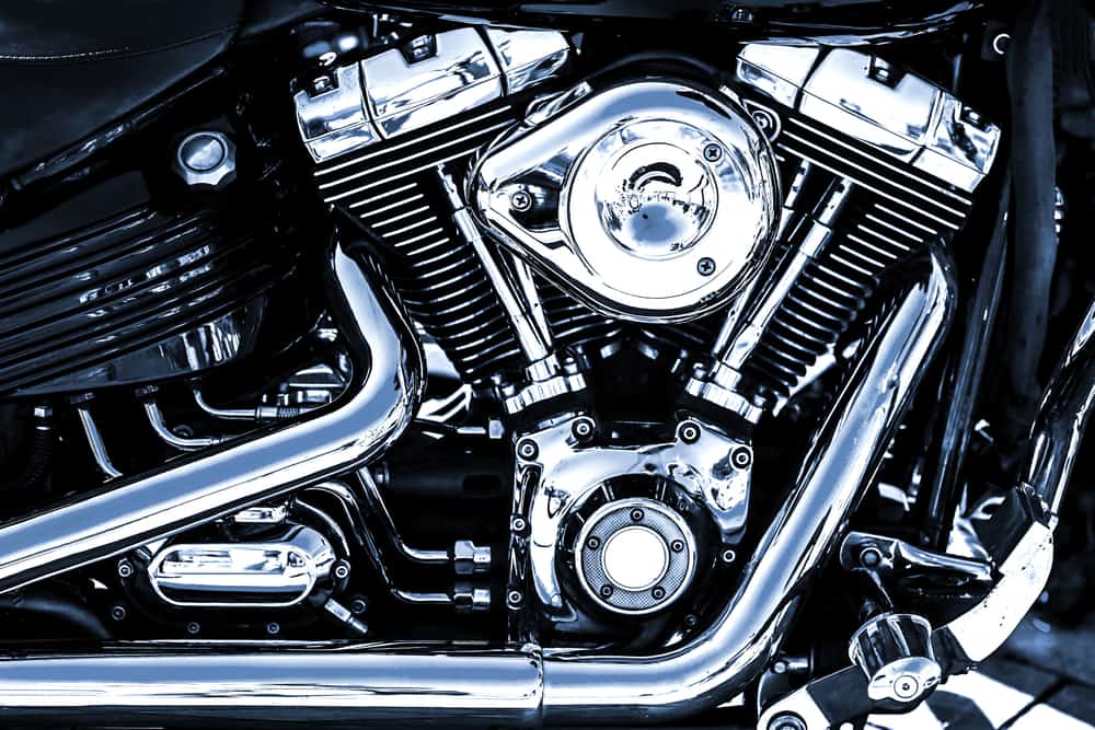 Shiny chrome motorcycle engine block