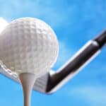 Golf ball and club