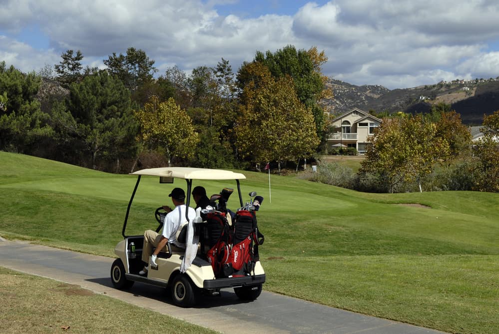 Golf cart waiting for golfers