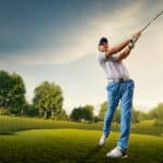 Male golf player on professional golf course