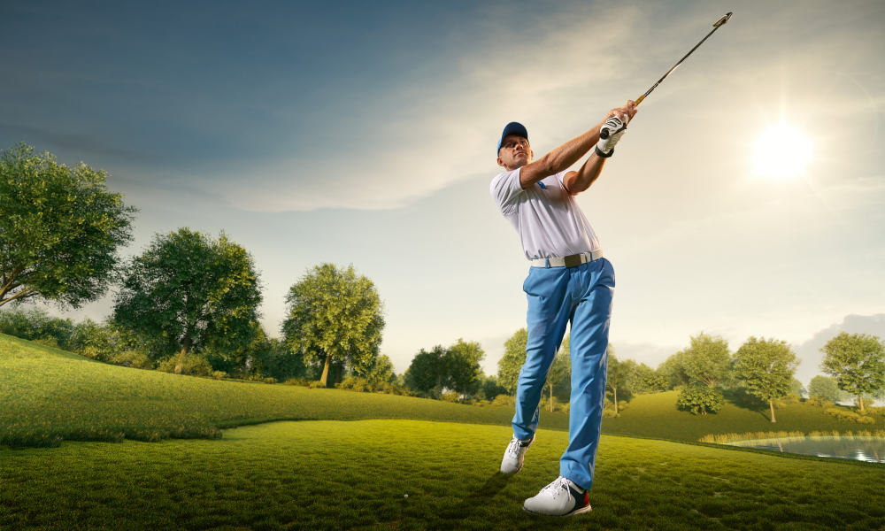 Male golf player on professional golf course