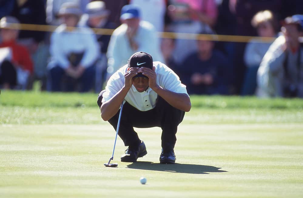 PGA Golf legend Tiger Woods in tournament action