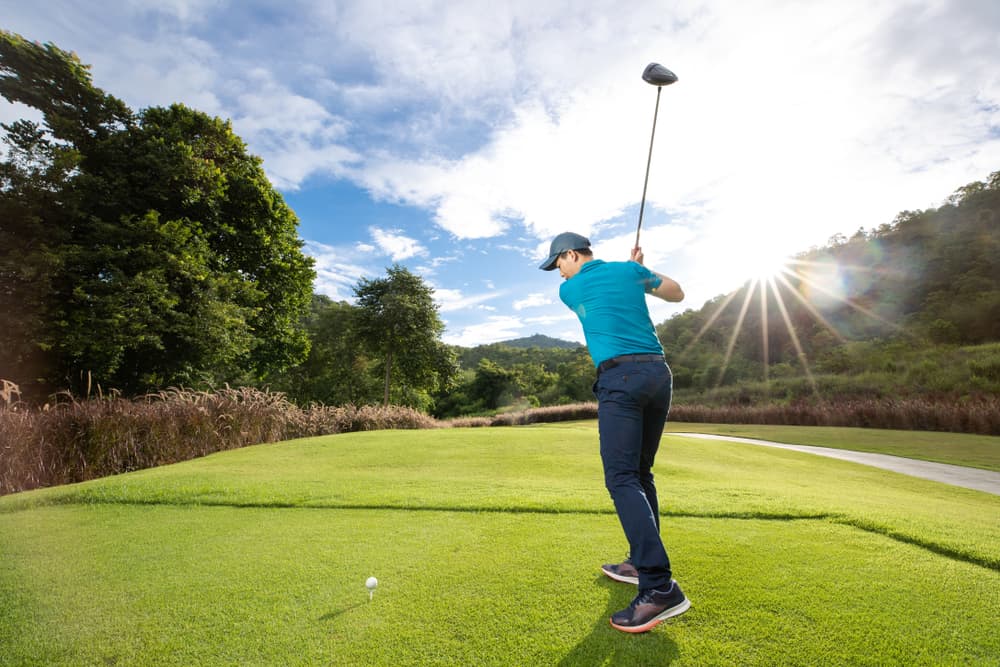 Professional male golfer are golfing in the field