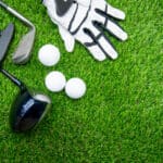 glove, balls, putter, iron wage and golf-club driver