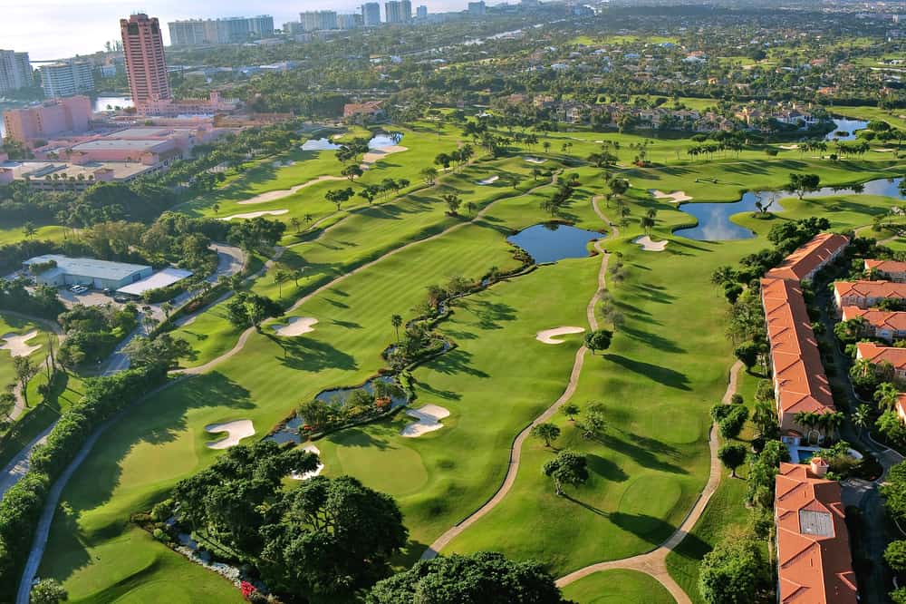 overhead view of luxury florida municipal golf course