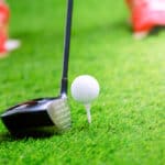 Playing golf - shot of golf ball with golf club driver