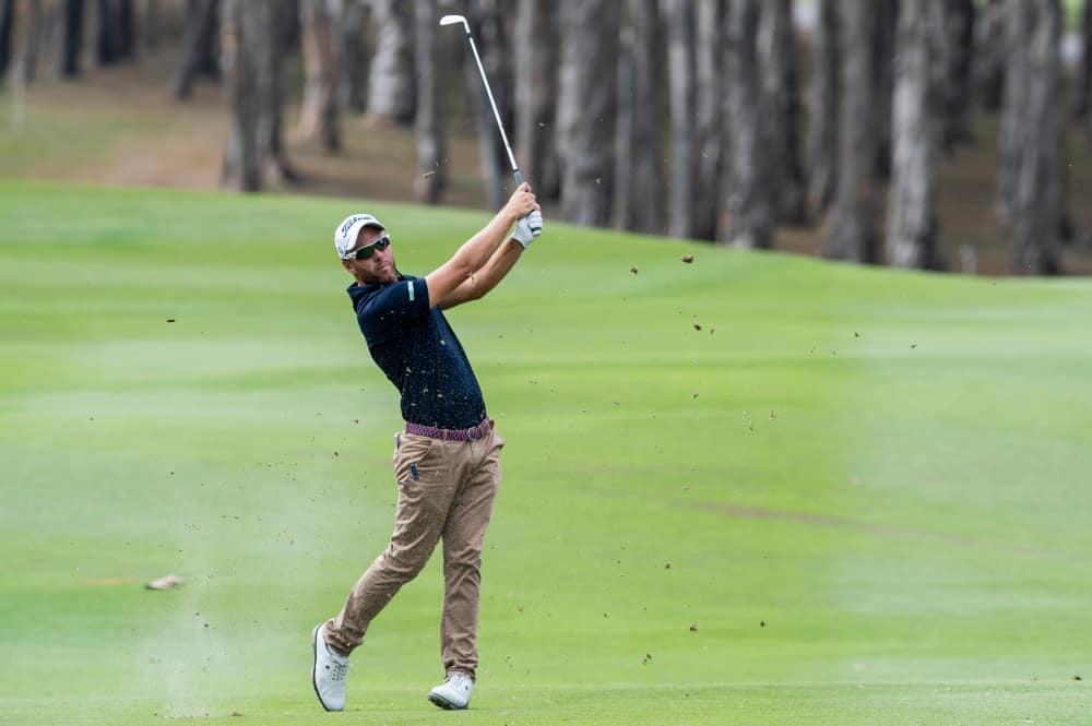 Daniel Nisbet of Australia plays an approach shot