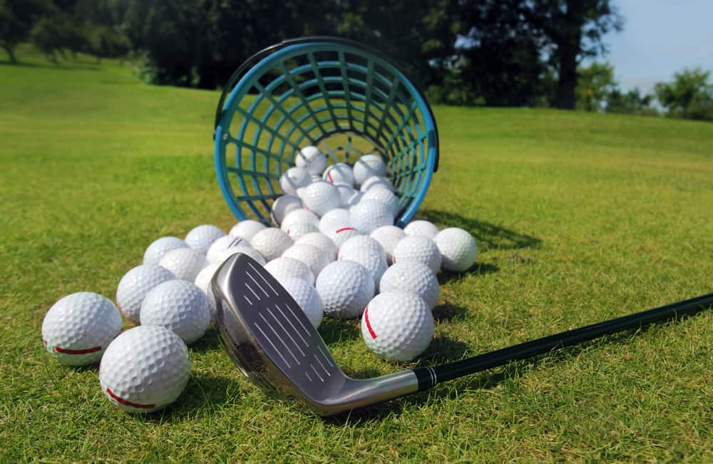 Basket of Driving Range Golf Balls