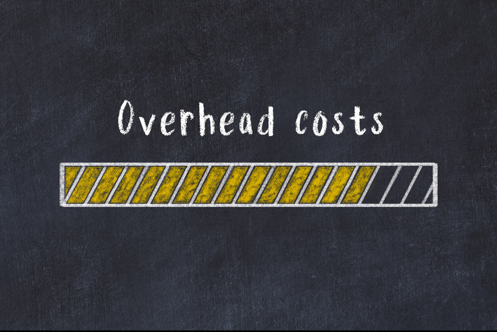 Chalk drawing of loading progress bar with inscription overhead costs