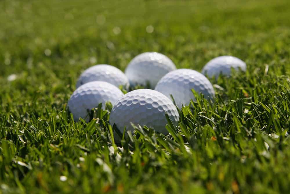 Golf balls closeup