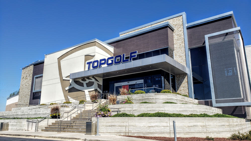 Topgolf features three floors of driving range bays and is a fun entertainment complex for all ages to enjoy