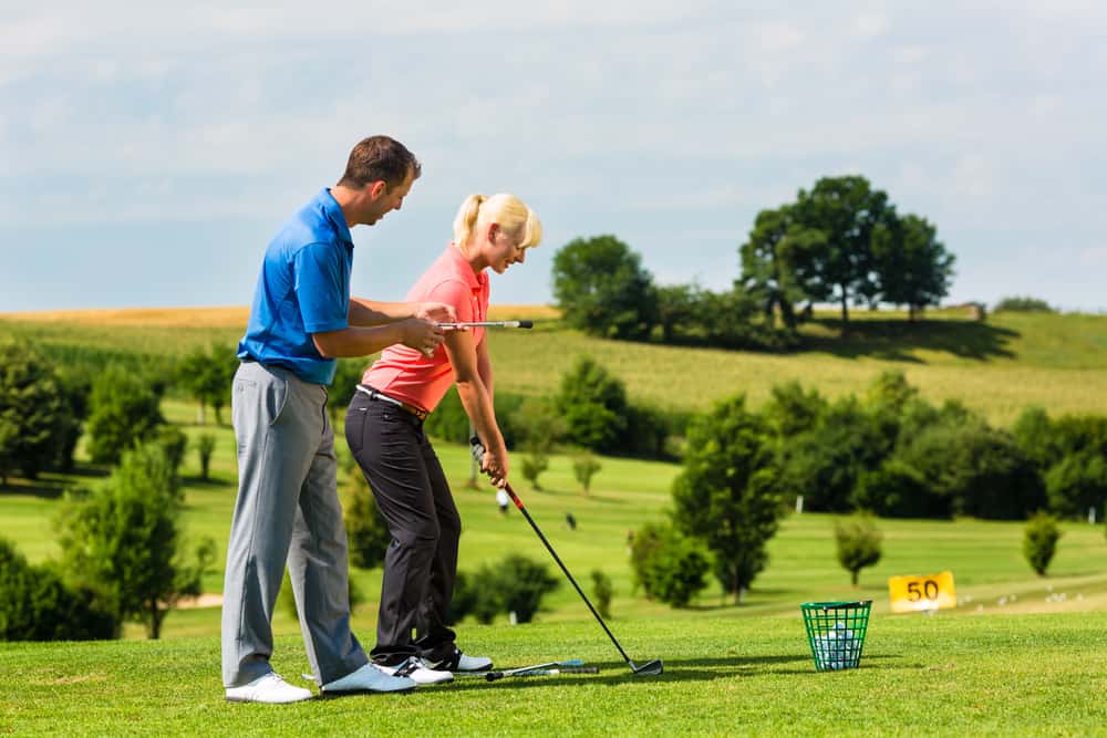 Young female golf player