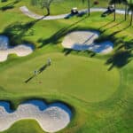 aerial view of green florida community golf course