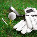 Golf ball on the green grass