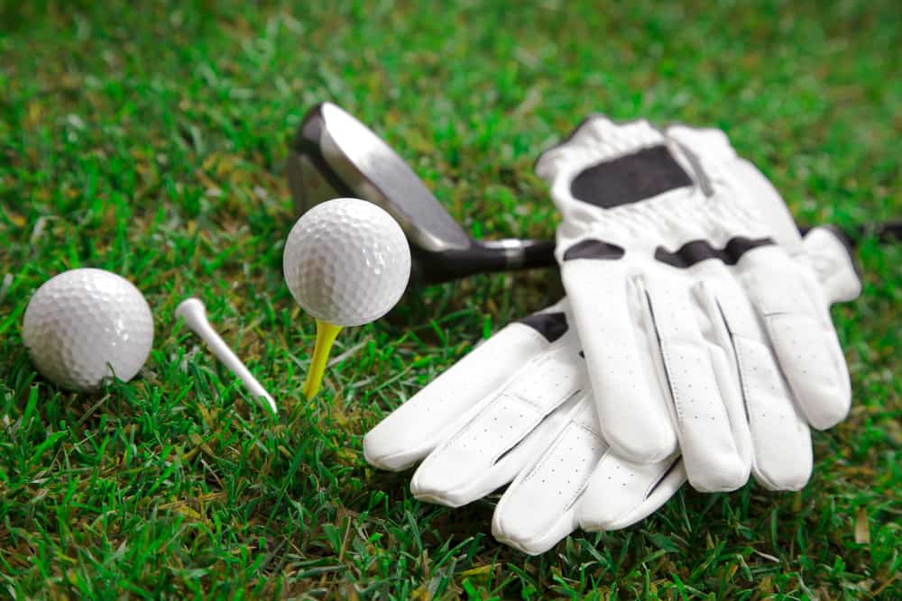 Golf ball on the green grass