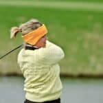 Female college golfer