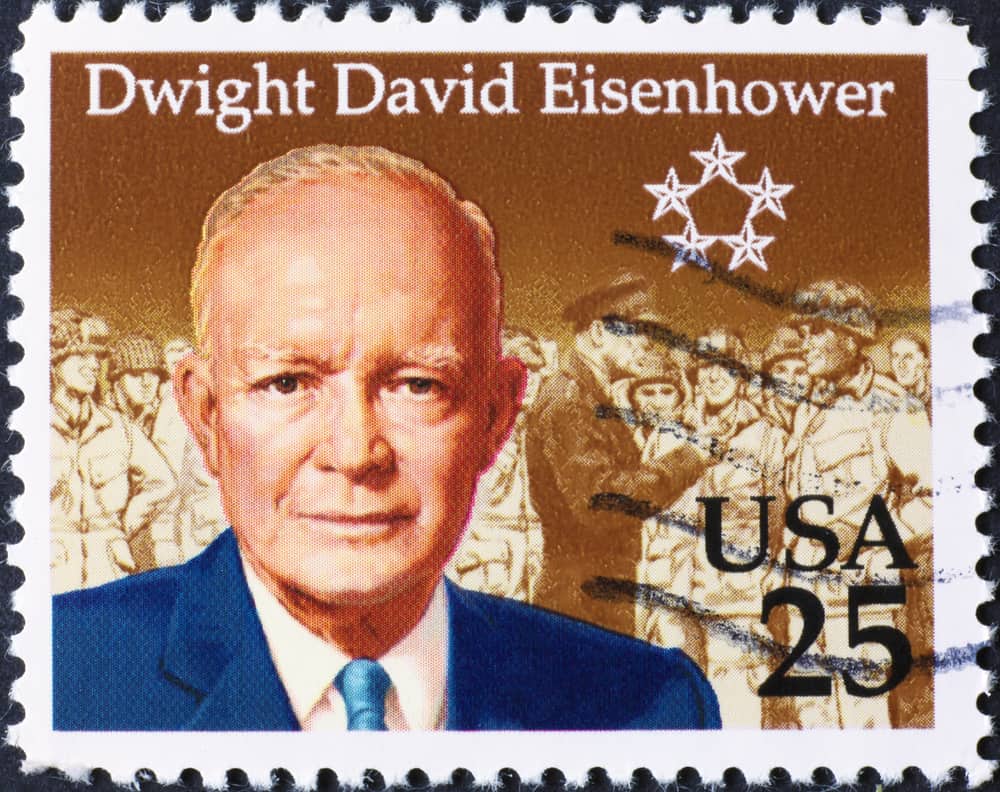 President Dwight Eisenhower on american postage stamp