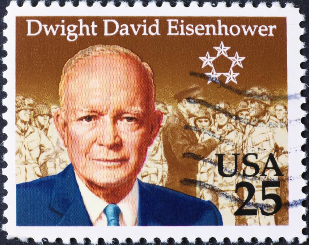 President Dwight Eisenhower on american postage stamp