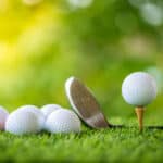 golf ball on tee ready to practice