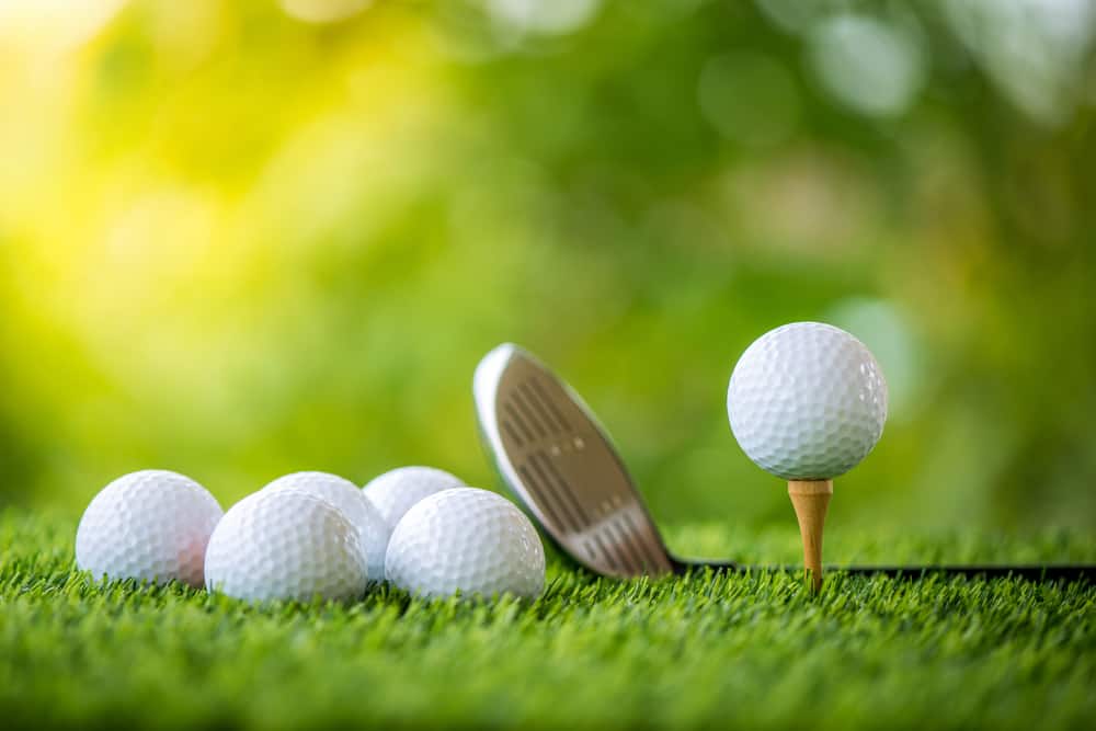 golf ball on tee ready to practice