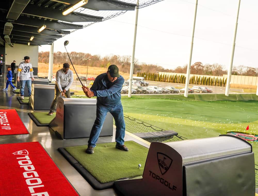 Players score points by hitting ball at Topgolf