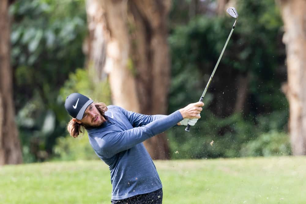  Tommy Fleetwood of England plays an approach shot