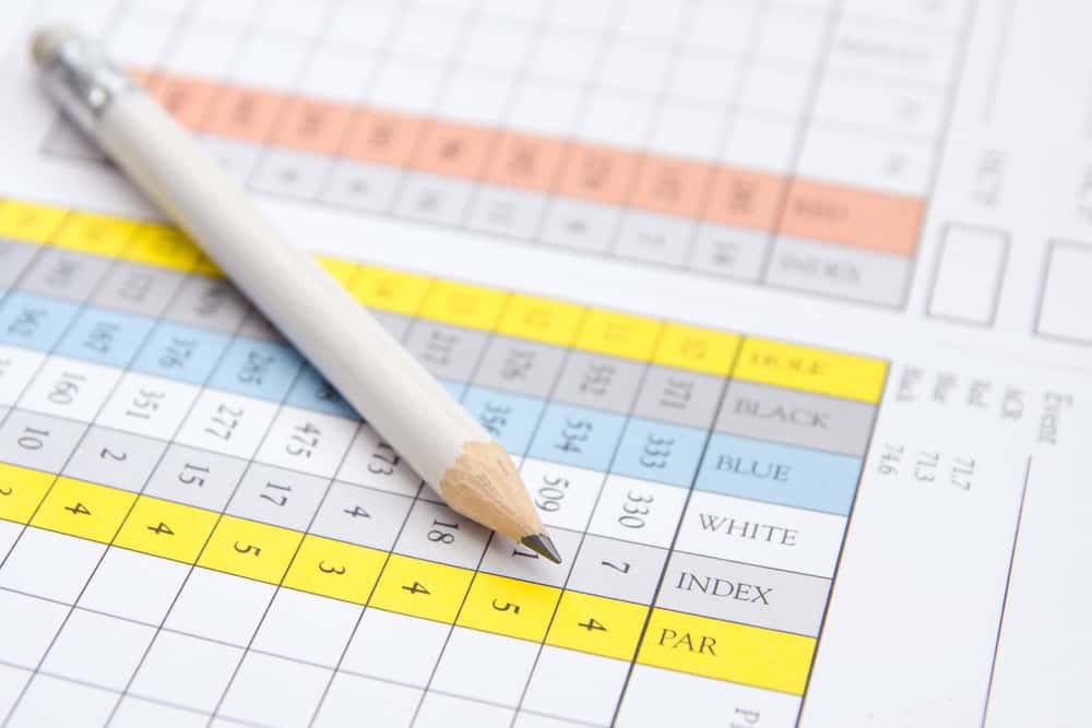 Pencil on a golf scorecard